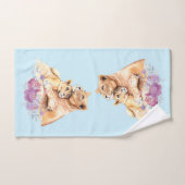 かわいい水彩母獅子&かわいい バスタオルセット (ハンドタオル)