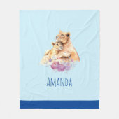 かわいい水彩母獅子&かわいい フリースブランケット (正面)