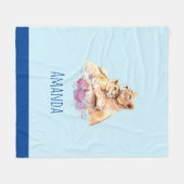 かわいい水彩母獅子&かわいい フリースブランケット (正面(横))