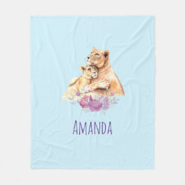 かわいい水彩母獅子&かわいい フリースブランケット