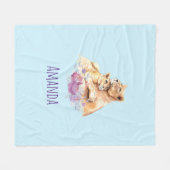 かわいい水彩母獅子&かわいい フリースブランケット (正面(横))