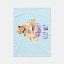 かわいい水彩母獅子&かわいい フリースブランケット