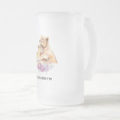 かわいい水彩母獅子&かわいい フロストグラスビールジョッキ (正面右)