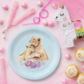 かわいい水彩母獅子&かわいい ペーパープレート (パーティー)