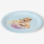 かわいい水彩母獅子&かわいい ペーパープレート (アングル)