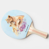 かわいい水彩母獅子&かわいい 卓球ラケット (横)