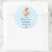 かわいい水彩母獅子&カッブキッチン ラウンドシール (バッグ)