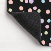 かわいい水彩水玉模様カラフルブラックパターン マウスパッド (コーナー)