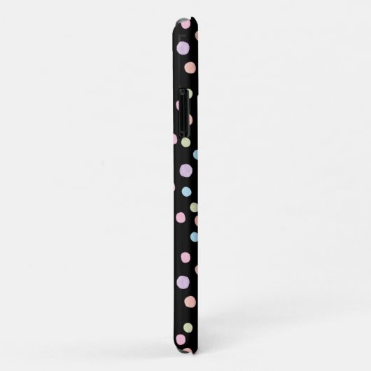 かわいい水彩水玉模様カラフルブラックパターン Case-Mate iPhoneケース (裏面/右)
