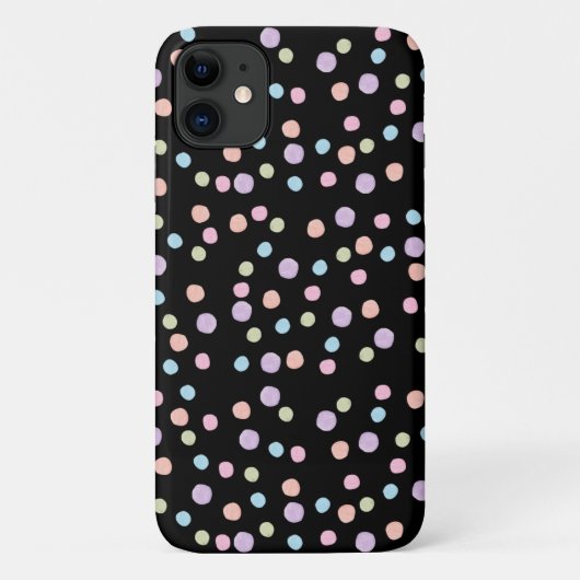 かわいい水彩水玉模様カラフルブラックパターン Case-Mate iPhoneケース (裏面)