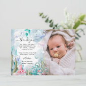 かわいい水彩海中写真ベビーシャワー サンキューカード (スタンド正面)