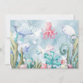 かわいい水彩海中写真ベビーシャワー サンキューカード (裏面)