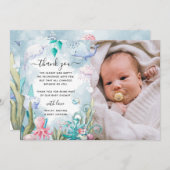 かわいい水彩海中写真ベビーシャワー サンキューカード (正面/裏面)