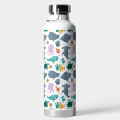 かわいい水彩海動物のパターン ウォーターボトル (右面)