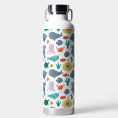 かわいい水彩海動物のパターン ウォーターボトル (正面)