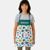 かわいい水彩海動物のパターン エプロン (インサイチュ)