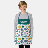 かわいい水彩海動物のパターン エプロン (着用した状態)