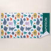 かわいい水彩海動物のパターン ビーチタオル (正面)