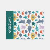 かわいい水彩海動物のパターン フリースブランケット (正面(横))