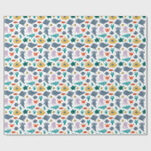 かわいい水彩海動物のパターン ラッピングペーパー (フラット)