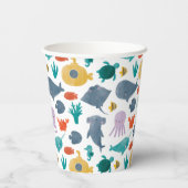 かわいい水彩海動物のパターン 紙コップ (裏面)