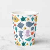 かわいい水彩海動物のパターン 紙コップ (左)