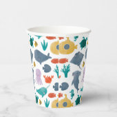 かわいい水彩海動物のパターン 紙コップ (右)