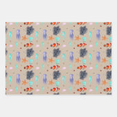 かわいい水彩海動物の海生活 ラッピングペーパーシート (正面2)