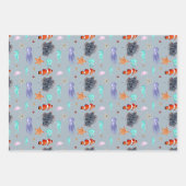 かわいい水彩海動物の海生活 ラッピングペーパーシート (正面)