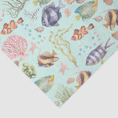 かわいい水彩海洋生物の魚とサンゴ 薄葉紙 (詳細)