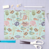 かわいい水彩海洋生物の魚とサンゴ 薄葉紙 (クラフト)