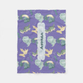 かわいい水彩淡い紫色の恐竜の水平 フリースブランケット (正面)