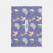 かわいい水彩淡紫色の恐竜 フリースブランケット (正面)