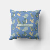 かわいい水彩淡青色の恐竜のパターン クッション (裏面)