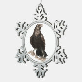 かわいい水彩烏の鳥の自然アート スノーフレークピューターオーナメント (右)