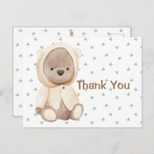 かわいい水彩熊ありがとうポストカード ポストカード (正面/裏面)