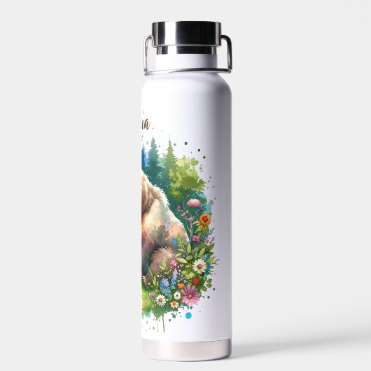 かわいい水彩熊とパーソナライズされたかわいい ウォーターボトル (背面)