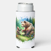 かわいい水彩熊とパーソナライズされたかわいい スリム缶クーラー (Seltzer裏面)