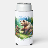 かわいい水彩熊とパーソナライズされたかわいい スリム缶クーラー (Seltzer正面)
