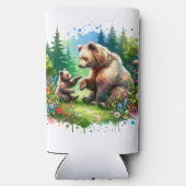 かわいい水彩熊とパーソナライズされたかわいい スリム缶クーラー (裏面)