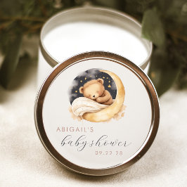 かわいい水彩熊と月の赤ちゃんシャワー ラウンドシール