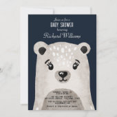 かわいい水彩熊の男の子のシャワー招待 招待状 (正面)
