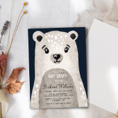 かわいい水彩熊の男の子のシャワー招待 招待状