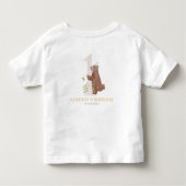かわいい水彩熊ウッドランド最初の誕生日パーティー トドラーTシャツ (裏面)