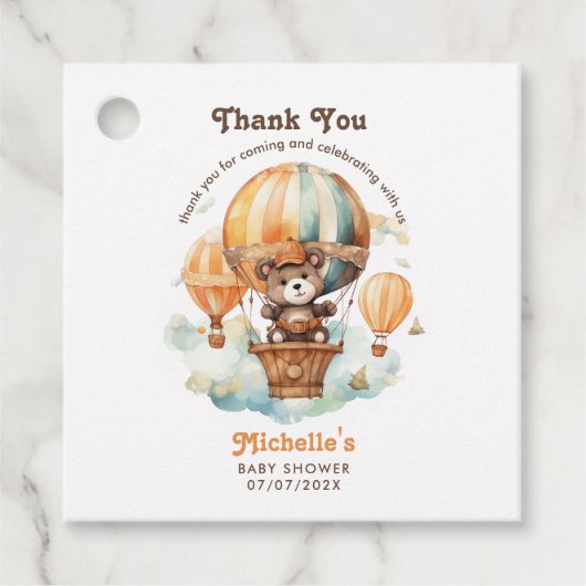 かわいい水彩熊バルーンありがとう フェイバータグ (正面)