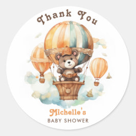 かわいい水彩熊バルーンありがとう ラウンドシール