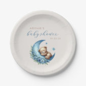 かわいい水彩熊ブルームーンボーイ赤ちゃんシャワー ペーパープレート (正面)