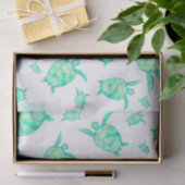 かわいい水彩熱帯フローラウミガメの水色 薄葉紙 (ギフト)