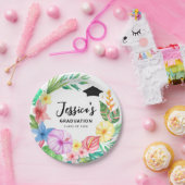 かわいい水彩熱帯フローラリース卒業 ペーパープレート (パーティー)