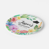 かわいい水彩熱帯フローラリース卒業 ペーパープレート (アングル)